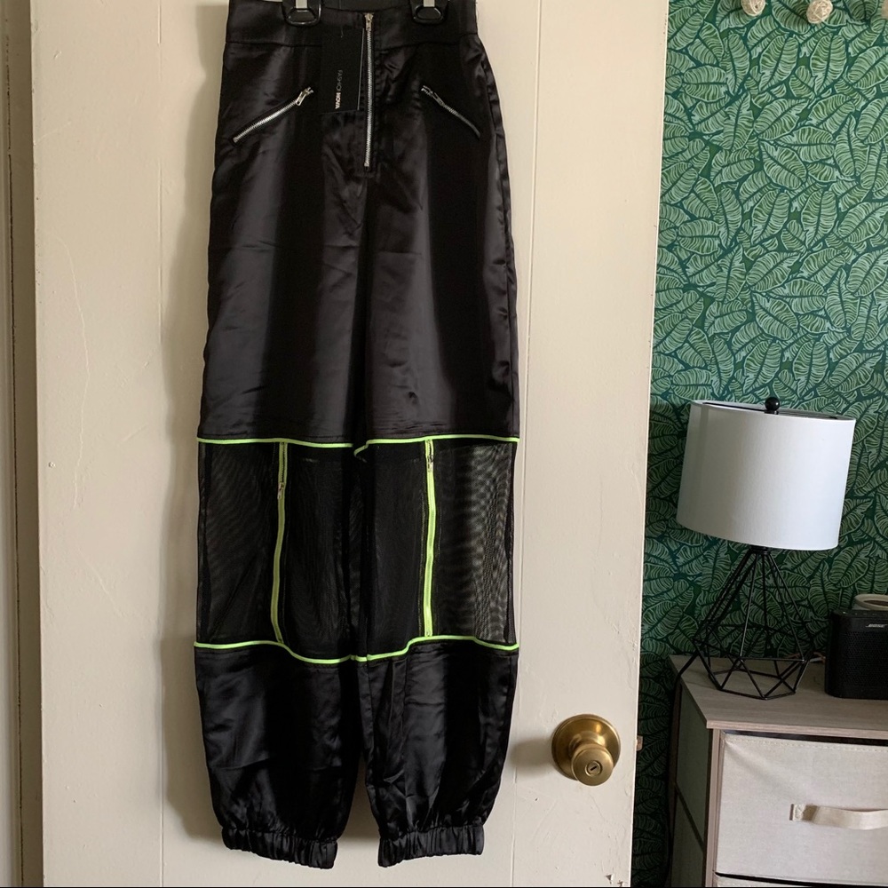 Satin and mesh pants